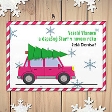 Papiernictvo - Vianočná pohľadnica auto - bez obrysu jednoliaty rám (päťdverové hranaté) - 13887850_