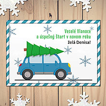 Papiernictvo - Vianočná pohľadnica auto - bez obrysu jednoliaty rám (päťdverové oblé) - 13887853_