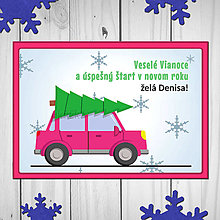 Papiernictvo - Vianočná pohľadnica auto (jednonliaty rám) (päťdverové hranaté) - 13887855_