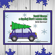 Papiernictvo - Vianočná pohľadnica auto (aj okraje) (jednoliaty rám) (päťmiestne oblé) - 13887858_