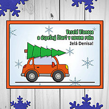 Papiernictvo - Vianočná pohľadnica auto (aj okraje) (jednoliaty rám) (trojdverové oblé) - 13887859_