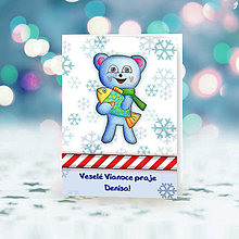 Papiernictvo - Vianočná pohľadnica - ľadový medvedík (a kapor) - 13887879_