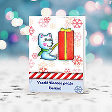 Papiernictvo - Vianočná pohľadnica - ľadový medvedík (a darček) - 13887880_