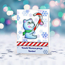 Papiernictvo - Vianočná pohľadnica - ľadový medvedík (a vianočná lízanka) - 13887882_