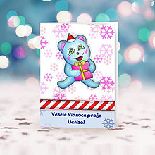 Papiernictvo - Vianočná pohľadnica - ľadový medvedík (a vianočný balíček) - 13887884_