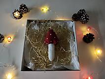 Dekorácie - Vianočné muchotrávky z ľanu - 13891226_