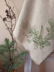 Úžitkový textil - Súprava 2 veľkých utierok v darčekovom balení" Borovica, tuja a šišky" - 13891117_
