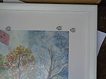 Obrazy - 4 ročné obdobia (akvarel) (biely drevený rám č.1) - 13890607_