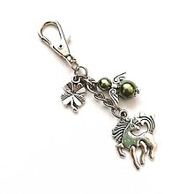 Kľúčenky - Kľúčenka "jednorožec" s anjelikom (oliva) - 13891978_