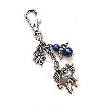 Kľúčenky - Kľúčenka "jednorožec" s anjelikom (modrá) - 13891984_