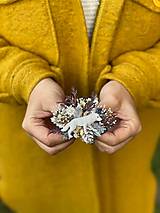 Brošne - Kvetinová brošňa "zimná rozprávka"  - polárna líška  (Set troch brošní za zvýhodnenú cenu) - 13889101_