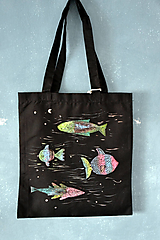 Iné tašky - Rybičky, plátená taška, ručná tlač - 13889920_