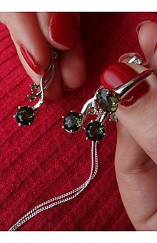 Sady šperkov - Sada šperkov Viva, prívesok, náušnice a prsteň s prírodným striebrom, bielym a žltým zlatom (striebro) - 13889232_