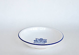 Nádoby - Hlboký tanier Modré pierko - 13895219_