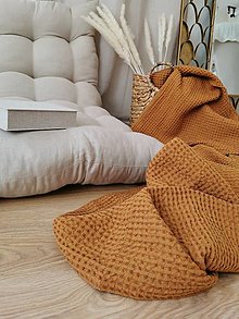 Úžitkový textil - Ľanový waflový prehoz na posteľ - extra veľký - rôzne farby (200 x 200 cm) - 13893123_