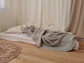 Úžitkový textil - Ľanový waflový prehoz na posteľ - extra veľký - rôzne farby (200 x 220 cm) - 13893124_