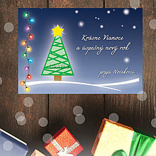Papiernictvo - Vianočná pohľadnica - vianočný stromček v noci - 13892900_