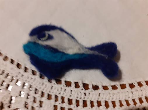 Modrá veľrybka - plstená  brošnička