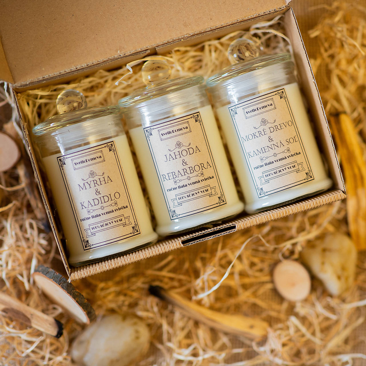 VÝPREDAJ - Darčeková sada sójových sviečok - "Pohladenie Duše 3"