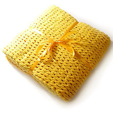 Detský textil - Detská háčkovaná deka MIMA - z priadze Alize Puffy Fine Ombré (žltá) - 13895393_