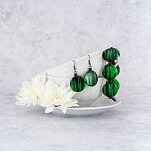 Sady šperkov - Náramok a náušnice Annette (Zelená) - 13900528_