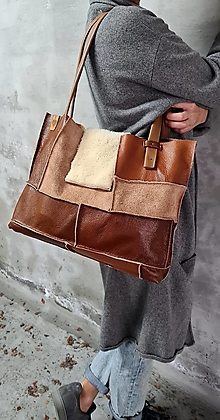 Veľké tašky - BROWNIES kožená veľká taška - 13904208_