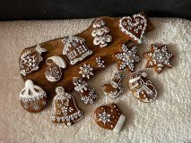 Dekorácie - Rustikálne medovníky na vianočný stromček - sada 14 kusov - 13900161_