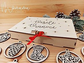 Dekorácie - Vianočná krabička s ozdobami (42 ks) - 13901069_