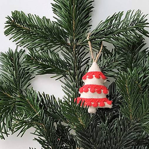  - Ľanový stromček - vianočná ozdoba - 13902934_