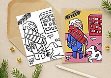 Papiernictvo - Vianočná pohľadnica na vymaľovanie “Vyžieranie adventného kalendára” (Pestrofarebná) - 13903835_