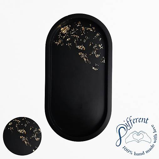 Nádoby - Oválna tácka - LUXURY (jesmonite) - 13901492_