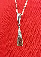 Sady šperkov - Súprava šperkov Sirius s vltavínom a zirkónmi v striebre a pozlátené striebro - 13901316_
