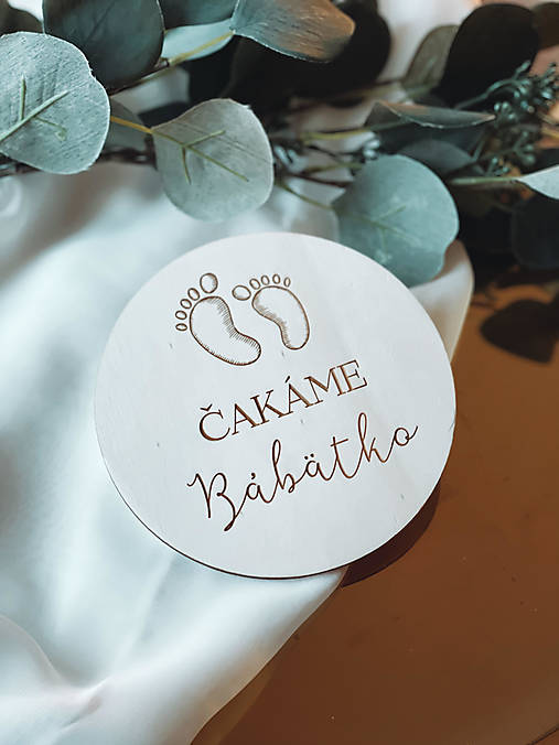 Papiernictvo - Drevený míľnik - Čakáme bábätko - 13905494_