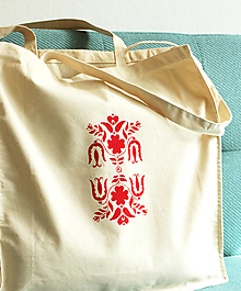 Nákupné tašky - Bavlnená eko taška s folklórnym vzorom - 13909514_