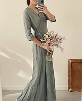 Šaty - Dámske ľanové zavinovacie šaty CHARLOTTE - dostupné v 30 farbách - 13905259_