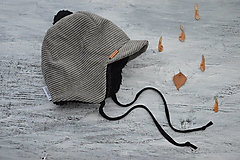 Detské čiapky - Zimná čiapka so šiltom menžester khaki - 13909723_