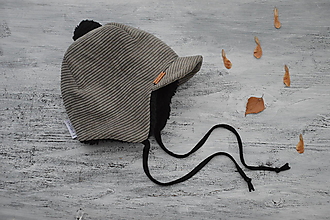 Detské čiapky - Zimná čiapka so šiltom menžester khaki - 13909721_