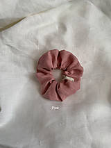 Ľanová gumička do vlasov Scrunchie (Pink)
