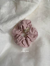 Ľanová gumička do vlasov Scrunchie (Dusty pink)