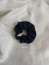 Ľanová gumička do vlasov Scrunchie (Dark blue)