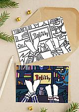 Papiernictvo - Vianočná pohľadnica na vymaľovanie “Sledovanie vianočnej telky” - 13908621_