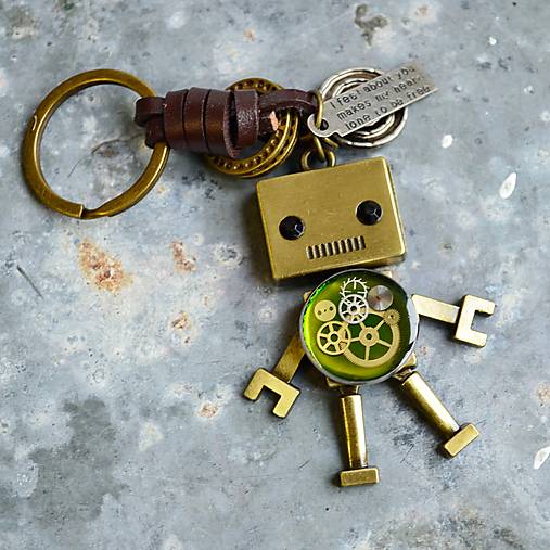  - Kľúčenka robot, zelený - 13911561_