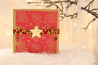 Papiernictvo - vianočná pohľadnica "červenozlaté Vianoce" - 13910616_