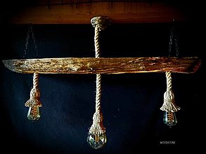 Svietidlá - Rustikálny luster s lanom-Rustic - 13911078_