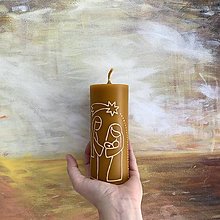 Sviečky - Maľovaná VIANOČNÁ svieca so Svätou rodinou (z včelieho vosku) (2) - 13911063_