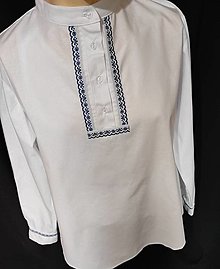 Pánske oblečenie - Pánska folk košeľa "Modrá neha" - 13913222_