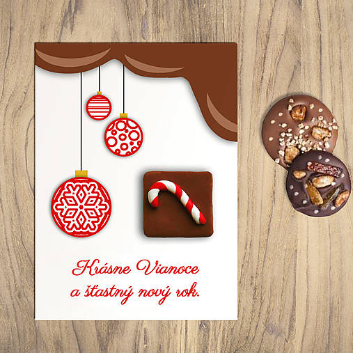 VIanočná pohľadnica a FIMO aplikácia (čokoláda) (vianočné lízatko)