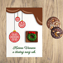 Papiernictvo - VIanočná pohľadnica a FIMO aplikácia (čokoláda) (vianočný veniec) - 13912325_