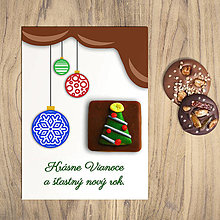 Papiernictvo - VIanočná pohľadnica a FIMO aplikácia (čokoláda) (vianočný stromček) - 13912326_