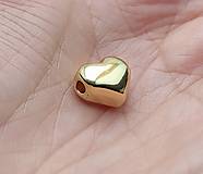 Korálky - Korálka Srdce, prievlak 2,2mm /zlatá farba/ /M4551/ - nerez.oceľ 304 - 13915174_
